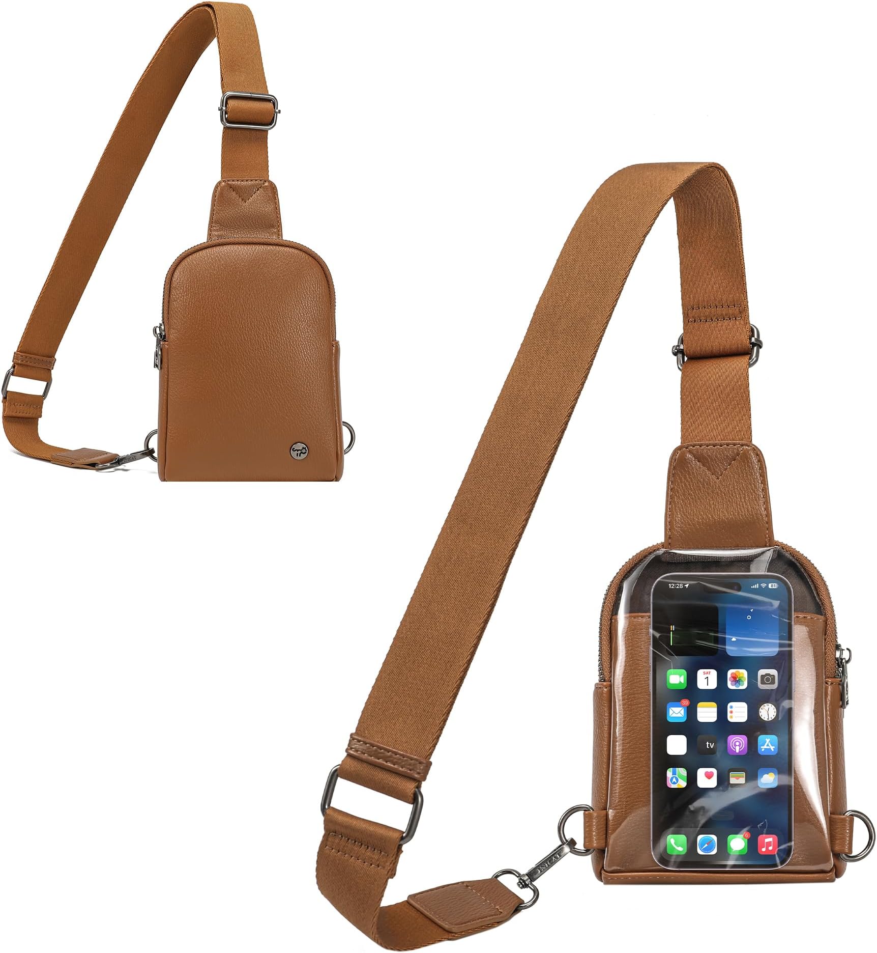 INICAT Small Crossbody Sling Bags for Women Vegan Leather Cell Phone Purse Fanny Packs for Women Men