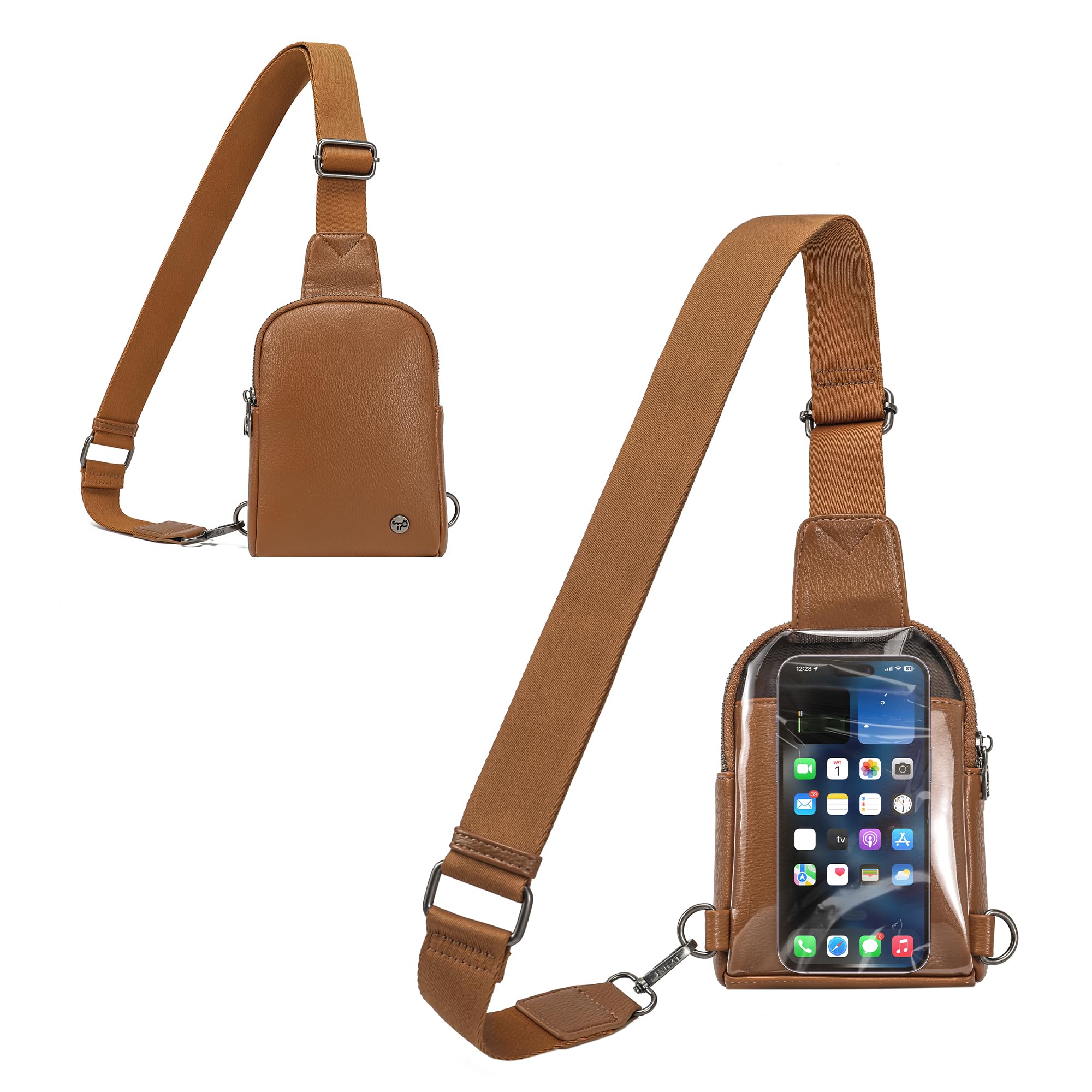 INICAT Small Crossbody Sling Bags for Women Vegan Leather Cell Phone Purse Fanny Packs for Women Men