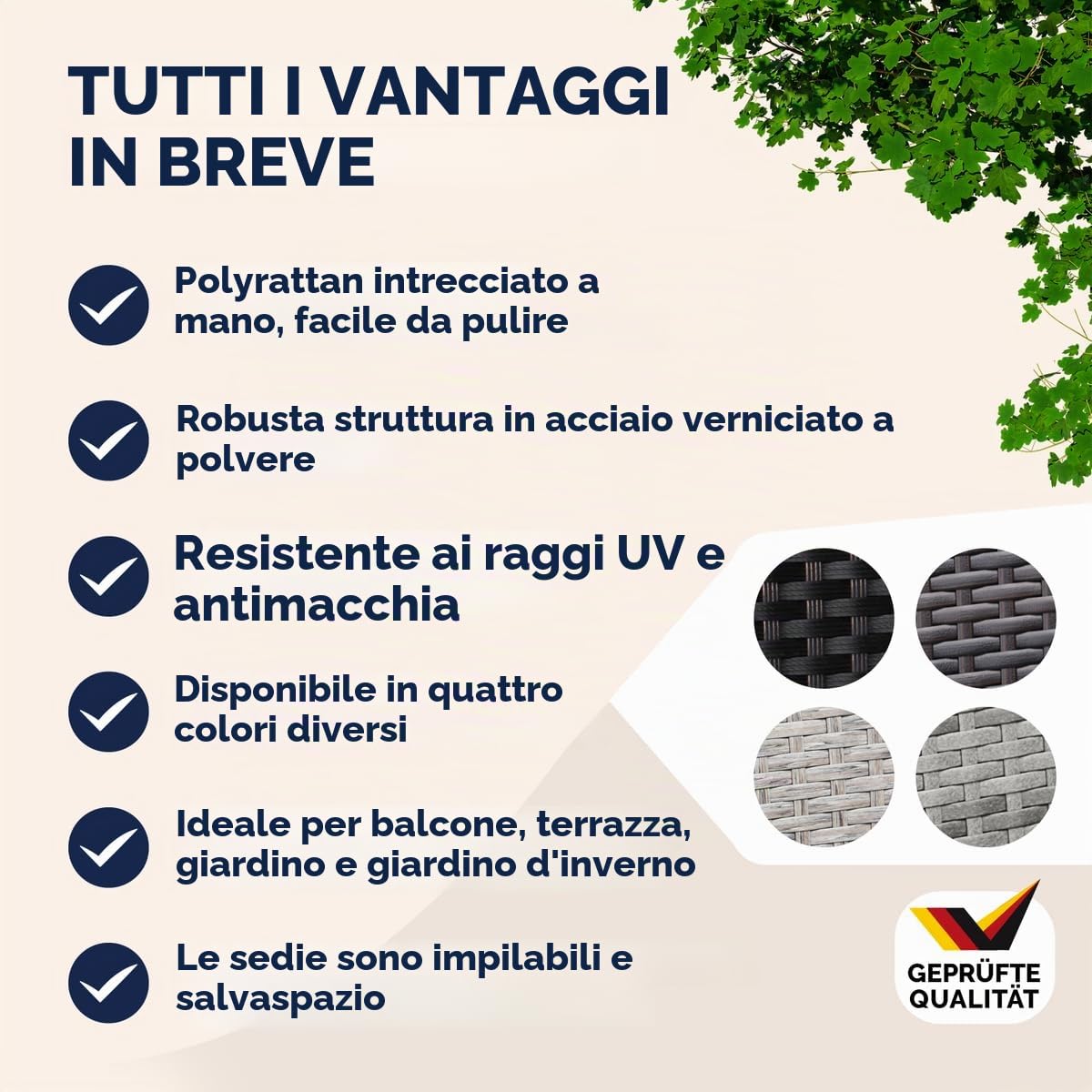 Casaria® Set 4 Sedie da Giardino in Polyrattan Impilabili Regolabili con Portata di 160 kg per Balcone Terrazza Sedia Esterno Sedia da Tavolo | Sedie impilabili da esterno con bracciolo, capacità 160 kg, per campeggio, patio, balcone, terrazza, terrazza,