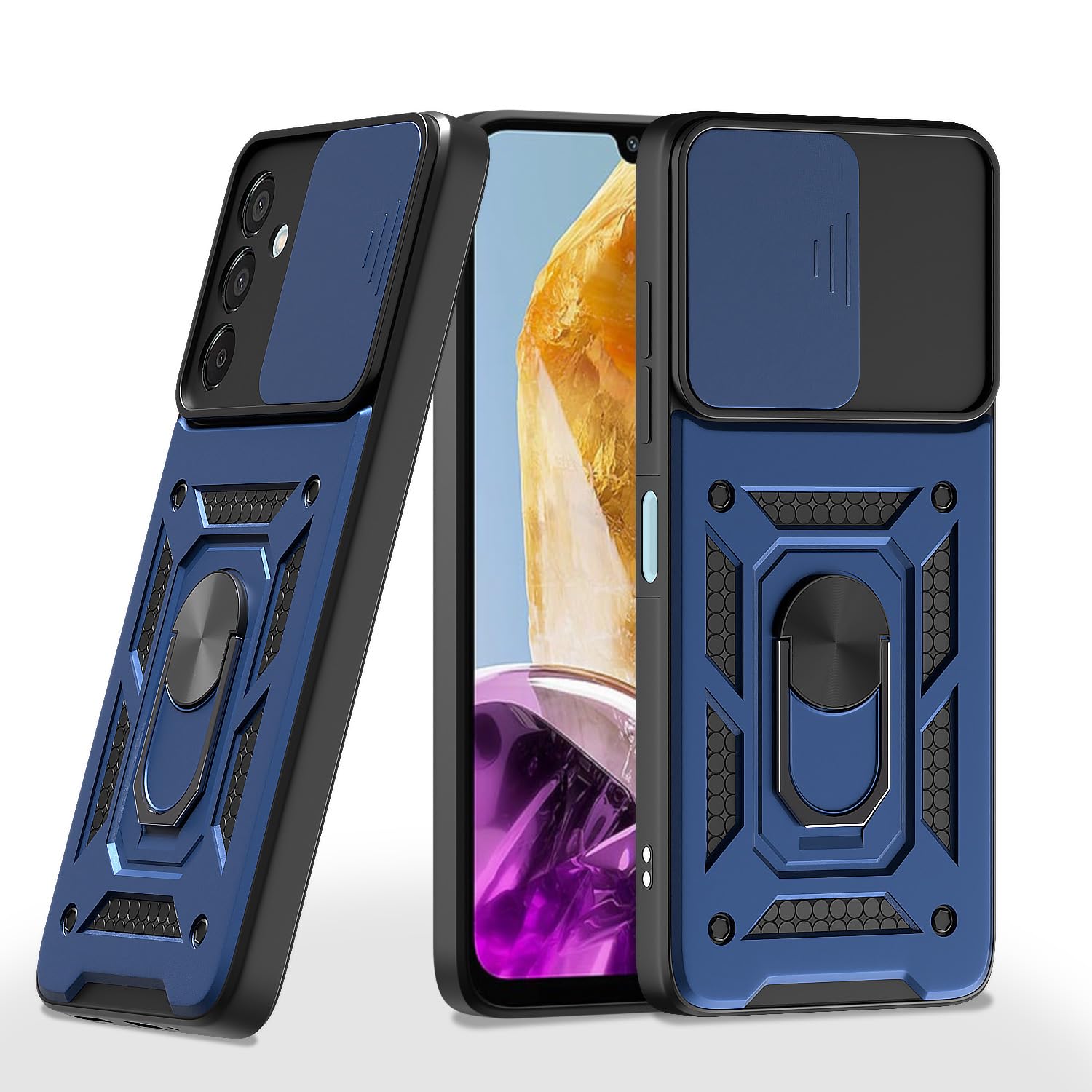 Pikkme D10 Tough Armor Bumper Case | 360 Protection Case | Sliding Camera Shield Cover & Ring Holder Stand Back Cover for Samsung Galaxy F15 5G / M15 5G / M15 Prime 5G (Blue) (B0DC57PXBZ) Amazon Price History, Amazon Price Tracker