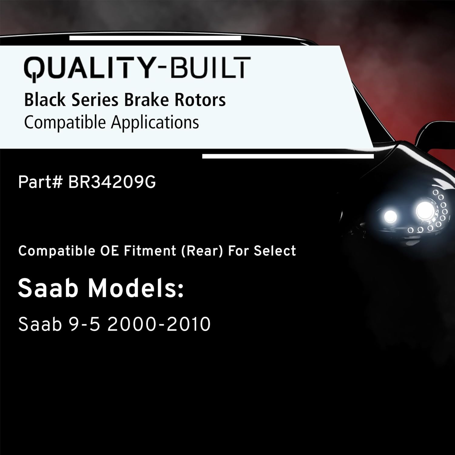 QUALITY-BUILT Rear Brake Rotor, Black Series BR34209G, Compatible with 2000-2010 Saab 9-5