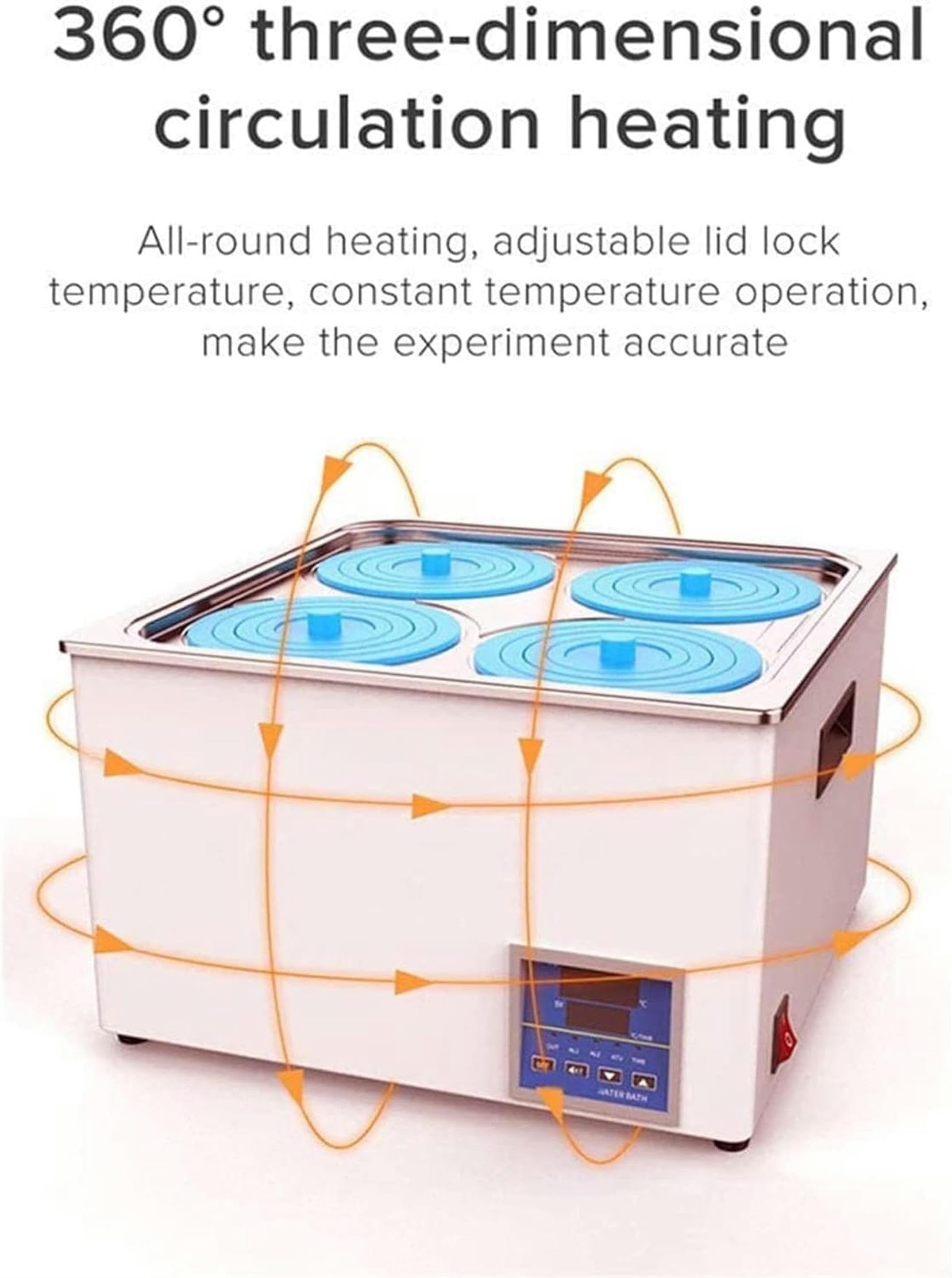 Baño María termostático Digital de Laboratorio, 10 l Baño María termostático eléctrico con 4 Aberturas y Tapas Protectoras para experimentos de Laboratorio