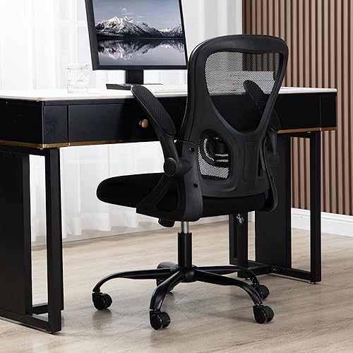 ZJhome Silla giratoria de escritorio para computadora de oficina en casa de 360 grados con ruedas y brazos abatibles silla de oficina ergonómica de
