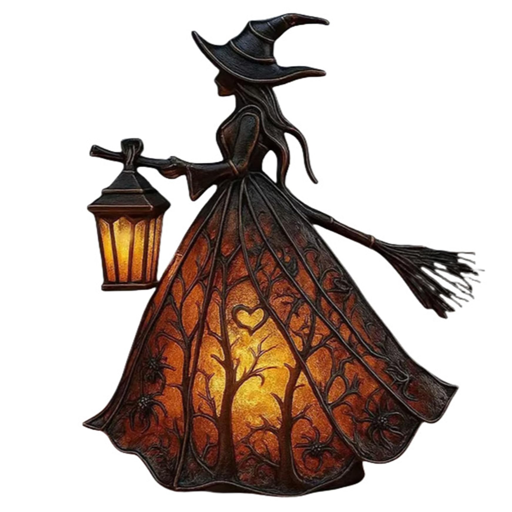 Lámpara de Halloween, estatua de bruja gótica, lámpara de resina, decoración de bruja de Halloween para centros de mesa de sala de estar, estatua de 7.1 x 6.3 x 4.5 pulgadas, decoración gótica