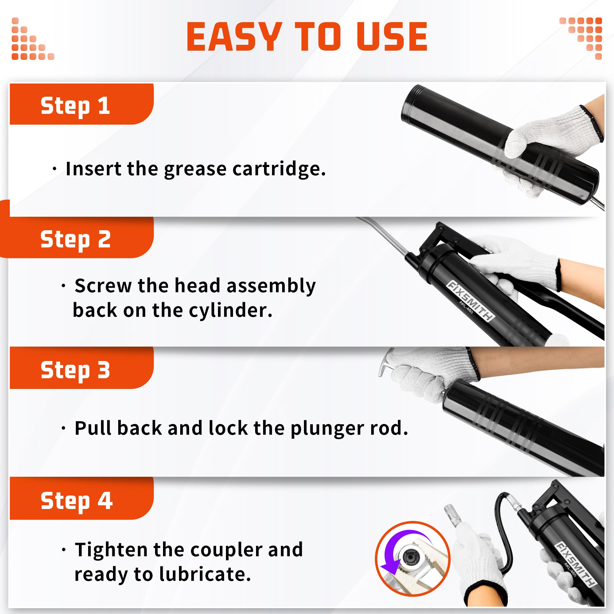 FIXSMITH Professional Lever Action Grease Gun- Heavy Duty
