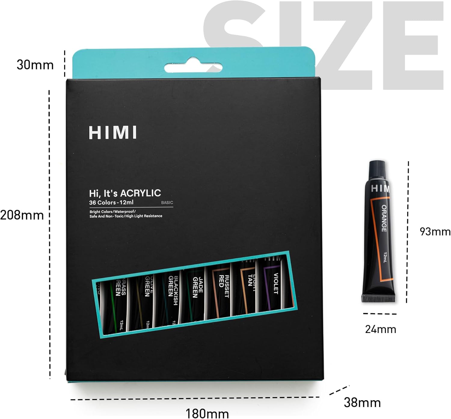 HIMI Acrylic Paint Set, 36 Colors, 12ml / 0.4 Fl Oz Tubes, Acrylic Paint for Canvas and Paper, Water Color Paints for Adult, Professionals, Students, Beginners & Artists.