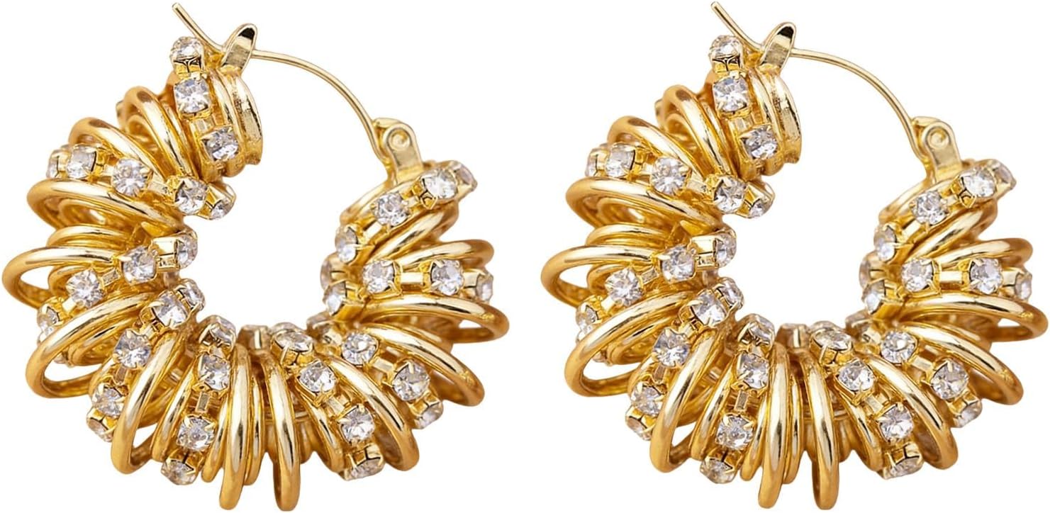 Chunky Hoop Earrings Lightweight Statement Gold Hoops Earrings for Women
