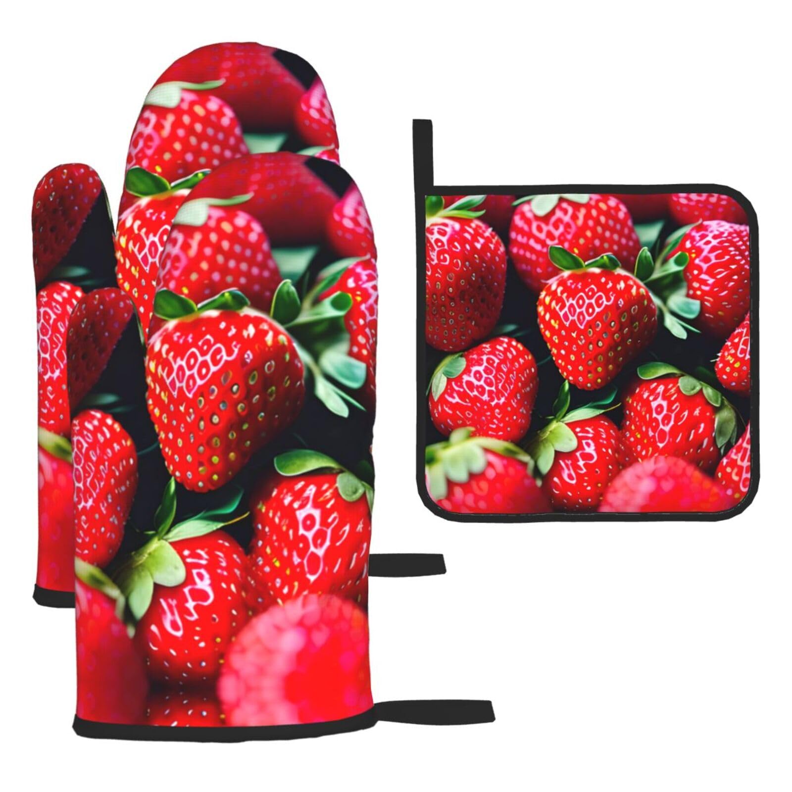 Fresh Strawberry Christmas Oven Mitts,Cute Cooking Glove,Heat Resistant,Oven Mitts Gift for Mom,Housewarming