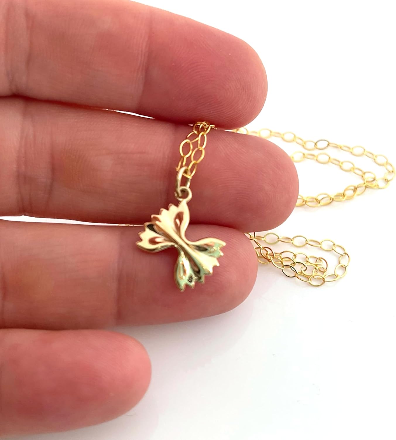 Bowtie Pasta Charm Necklace – 14K Gold-Filled Mini Pasta Pendant on 18″ Chain – Handmade Foodie Jewelry Gift for Italian Cooking Lovers - Image 5