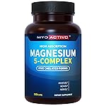 MyoActivo 5-in-1 Magnesium Complex - High Absorption - Chelated Magnesium Glycinate, Malate, Citrate, Taurate, & Aspartate for Nerves, Muscles, Bones | 120 Capsules | Magnesium Supplement