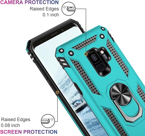 Miniatura 3 de IKAZZ Funda protectora para Galaxy S9, de grado militar, resistente a prueba de golpes, prueba de caídas de 16 pies con soporte magnético, color