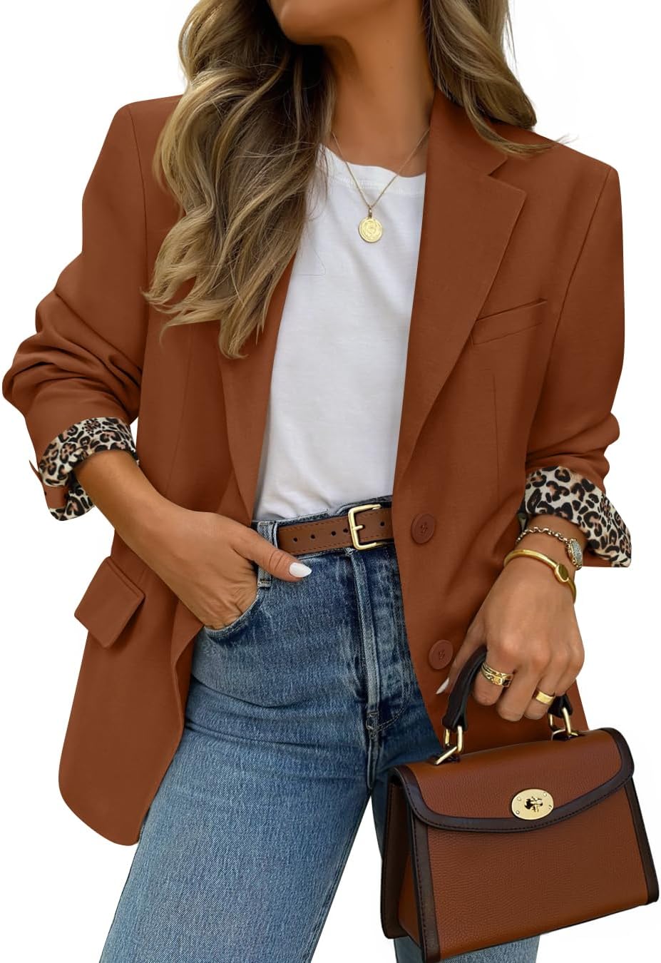 ZESICA Women’s Fall Business Casual Blazers 2026 Long Sleeve Lapel Open Front Button Work Blazer Jackets with Pockets