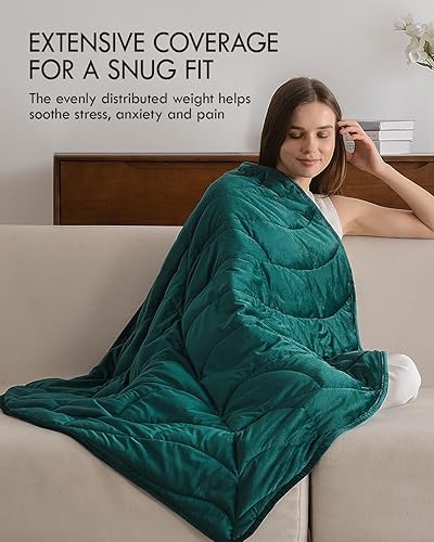 Miniatura 2 de Kaisa Manta con peso de 7 libras, 41 x 53 pulgadas, acogedora manta pequeña de terciopelo de cristal de lujo para adultos, manta portátil con peso