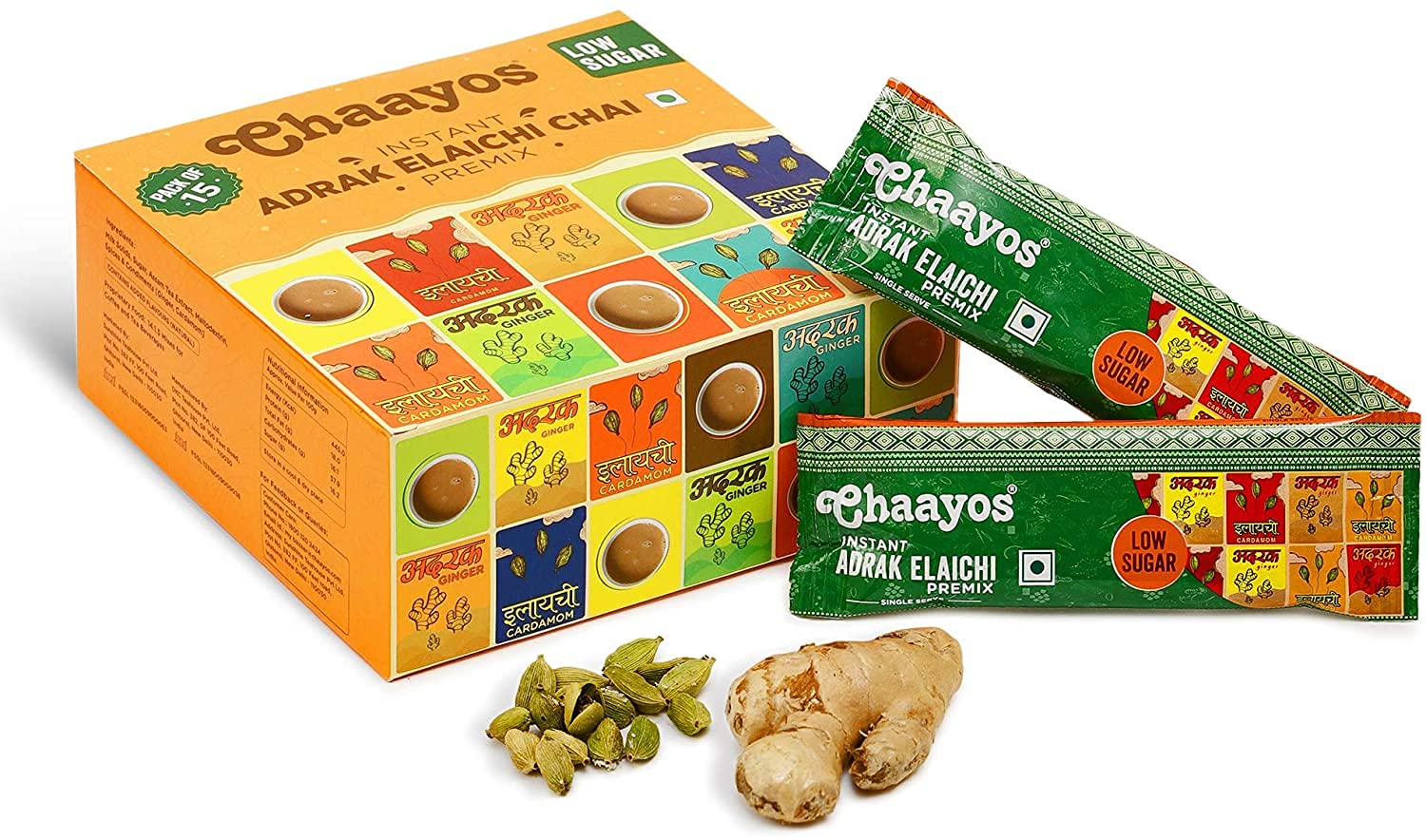 Chaayos Instant Adrak Elaichi Premix - 15 Sachets, 180g