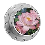 Clear Lotus with Dew Timer Exquisite Stainless Steel Body Desk Visual Timer with Loud Alarm 60-Minute Mechanical Countdown Timers Magnetic Backing Cooking Kitchen Timers for Work