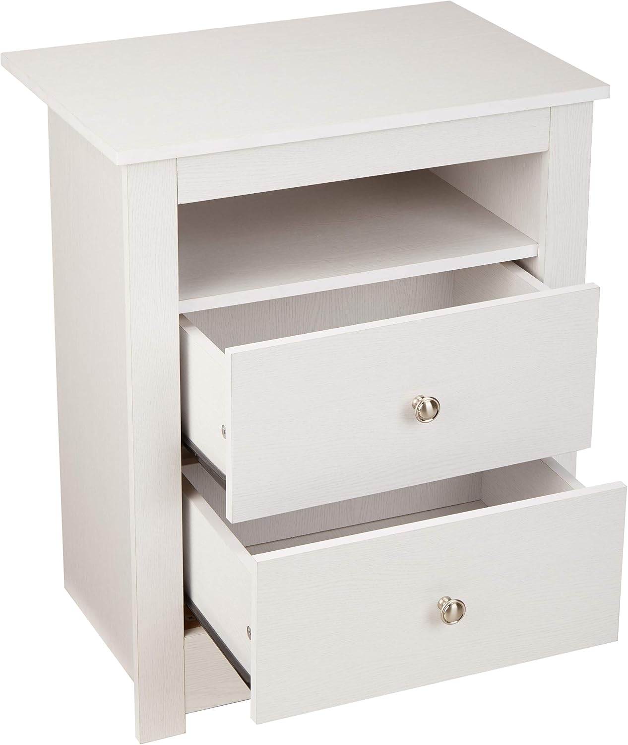 Amazon Basics Classic 2-Drawer Wood Nightstand End Table - White Oak