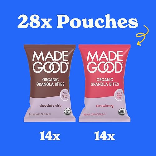 Miniatura 3 de MadeGood Granola Bites - Paquete variado de chispas de chocolate y fresa (28 unidades) sin gluten y aperitivos orgánicos