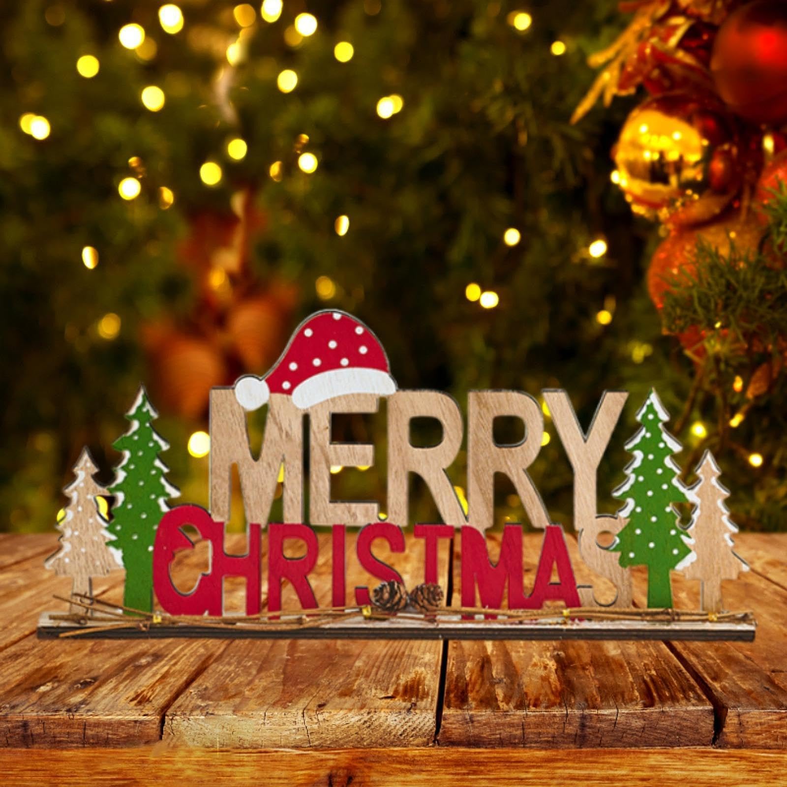 Letrero de Madera con Letras Inglesas para Navidad, Decorativo para Sala de Estar Y Oficina, Style C, Individual