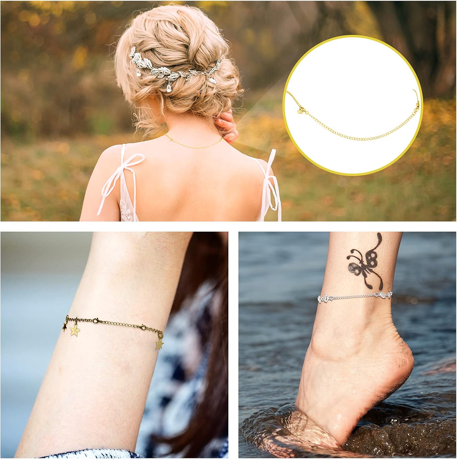 Hicarer 30 Pieces Stainless Steel Necklace Extender Chain Set Bracelet Anklet Chain for Necklaces Extender for Jewelry Making Extensions, 2.5, 3, 4, 5, 6 Inch, 6 Colors - Image 6