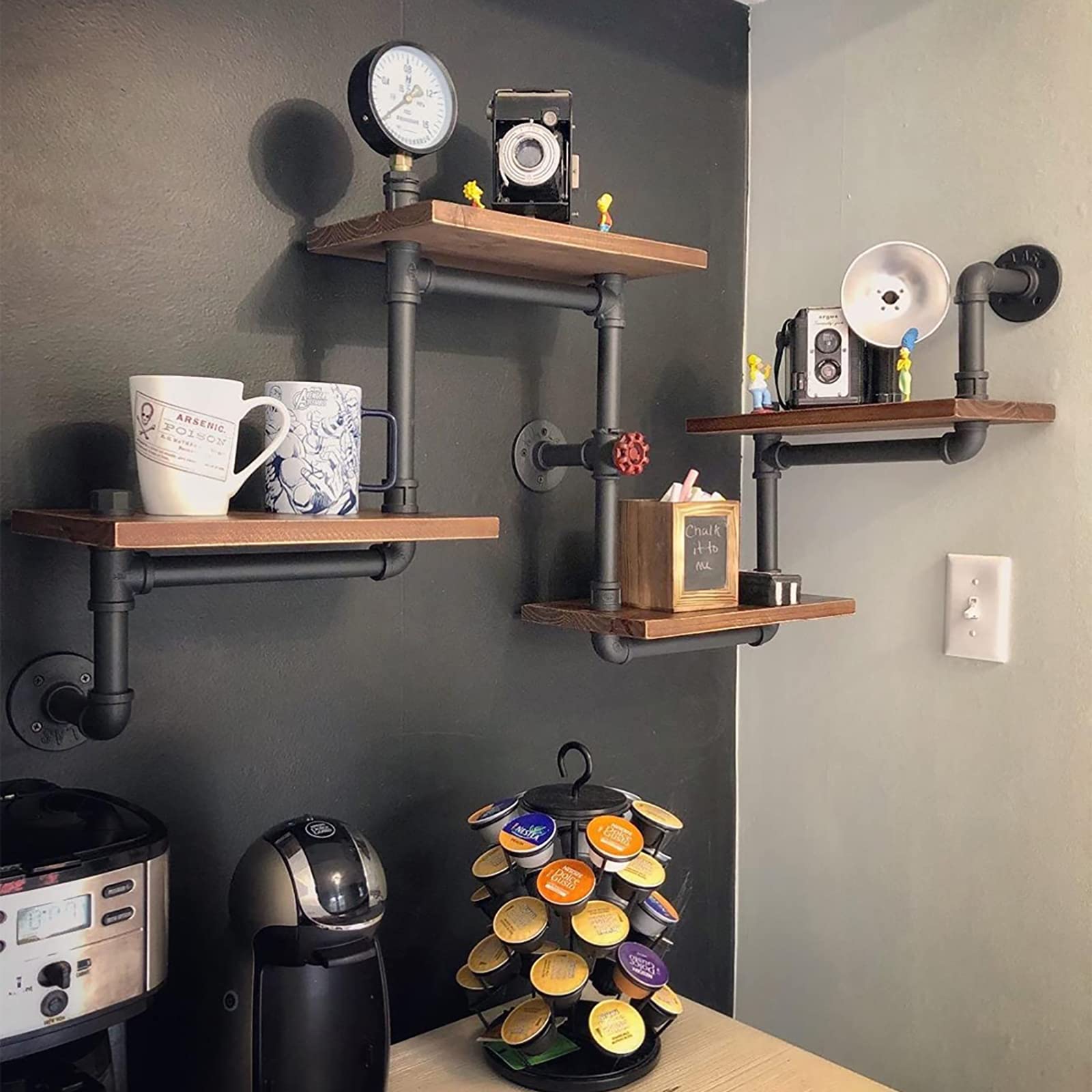 Buy DOUNAYEE Industrial Rustic Modern Wood Ladder Pipe DIY Shelving ...