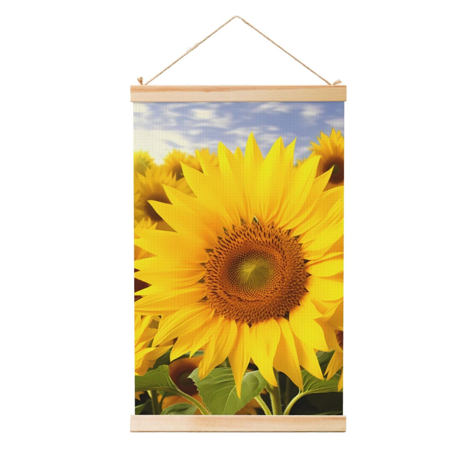 Sunflowers Poster Wooden Shaft Hanging Poster Wall Hanging Banner Canvas Artwork with Wood Frames 12"x18" Modern Artwork Decor Ready to Hang Wall Art for Home Decor Scroll Painting