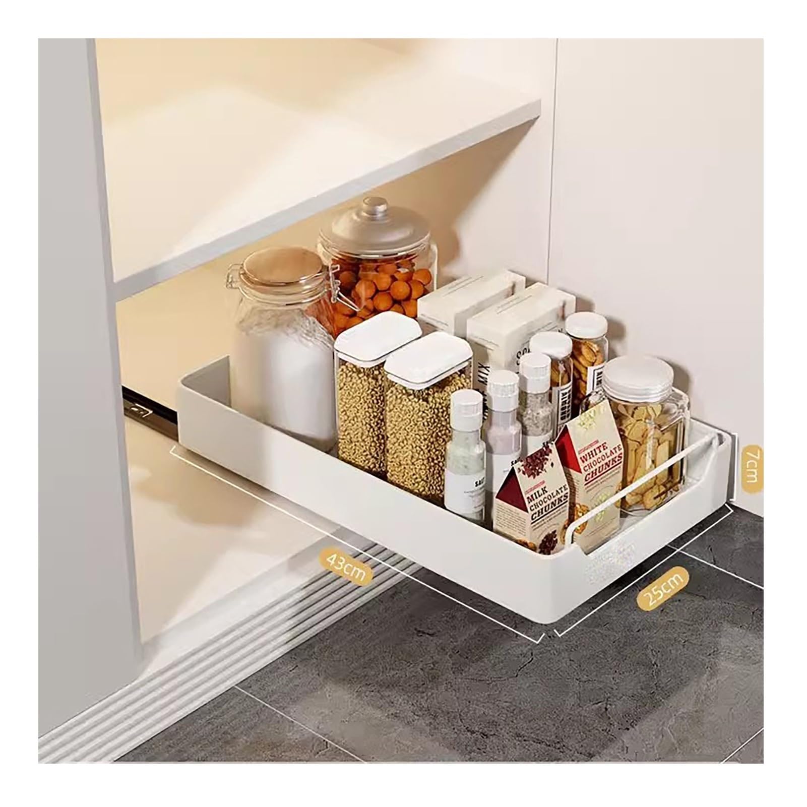 Organizador De Gabinete Extraíble De 2 Niveles Con Cajón De Madera Deslizable Y Cierre