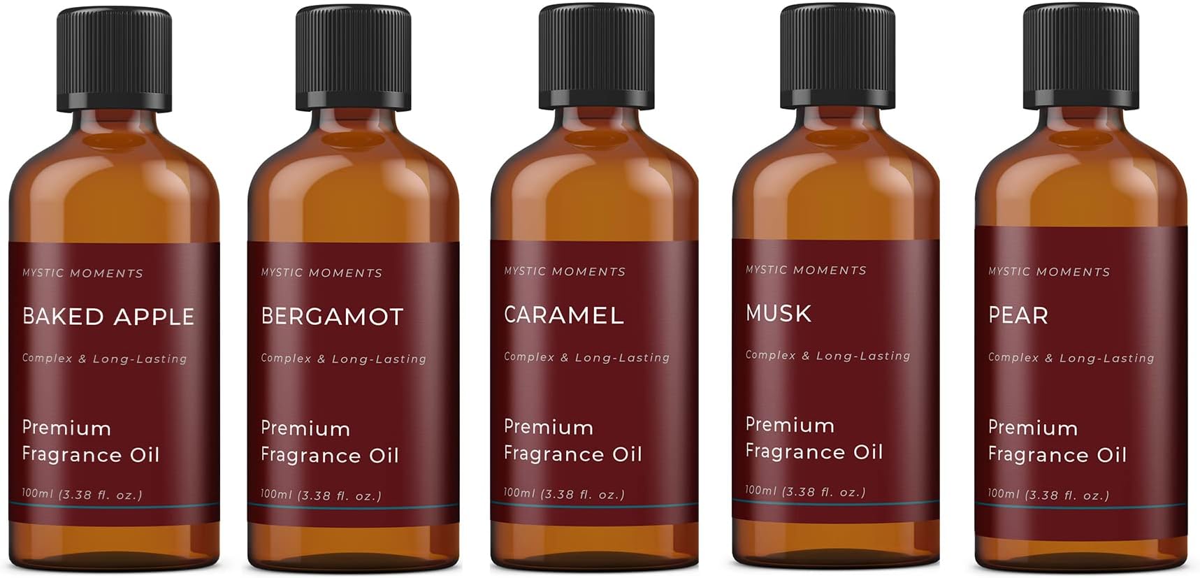 Mystic Moments | Autumn Fragrance Oil Gift Starter Pack 5x100ml | Baked Apple, Bergamot, Caramel, Musk, Pear