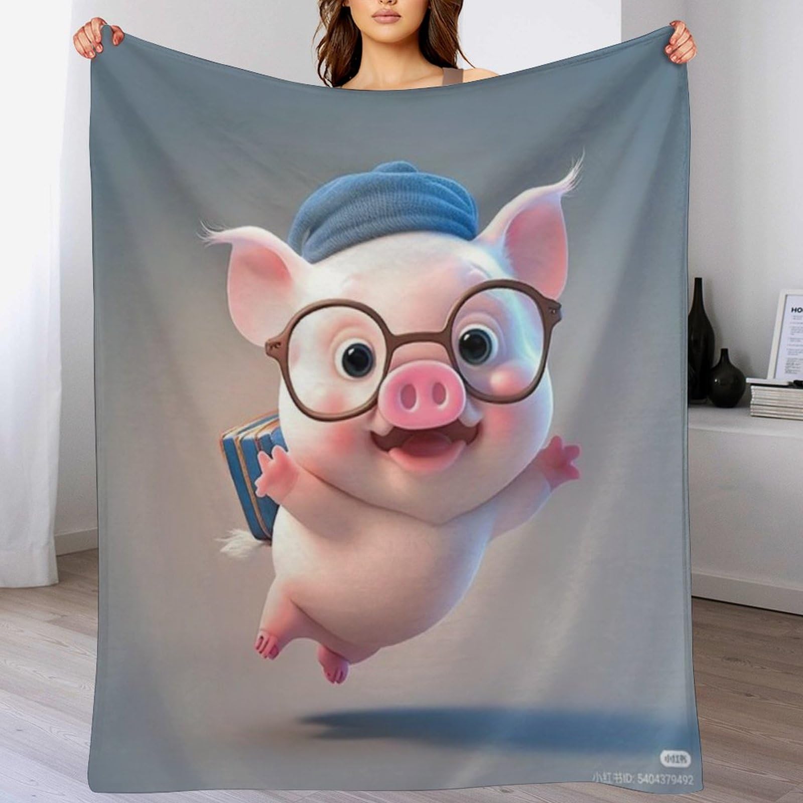 Couverture flanelle cochon mignon chaude couverture de canapé 140x180