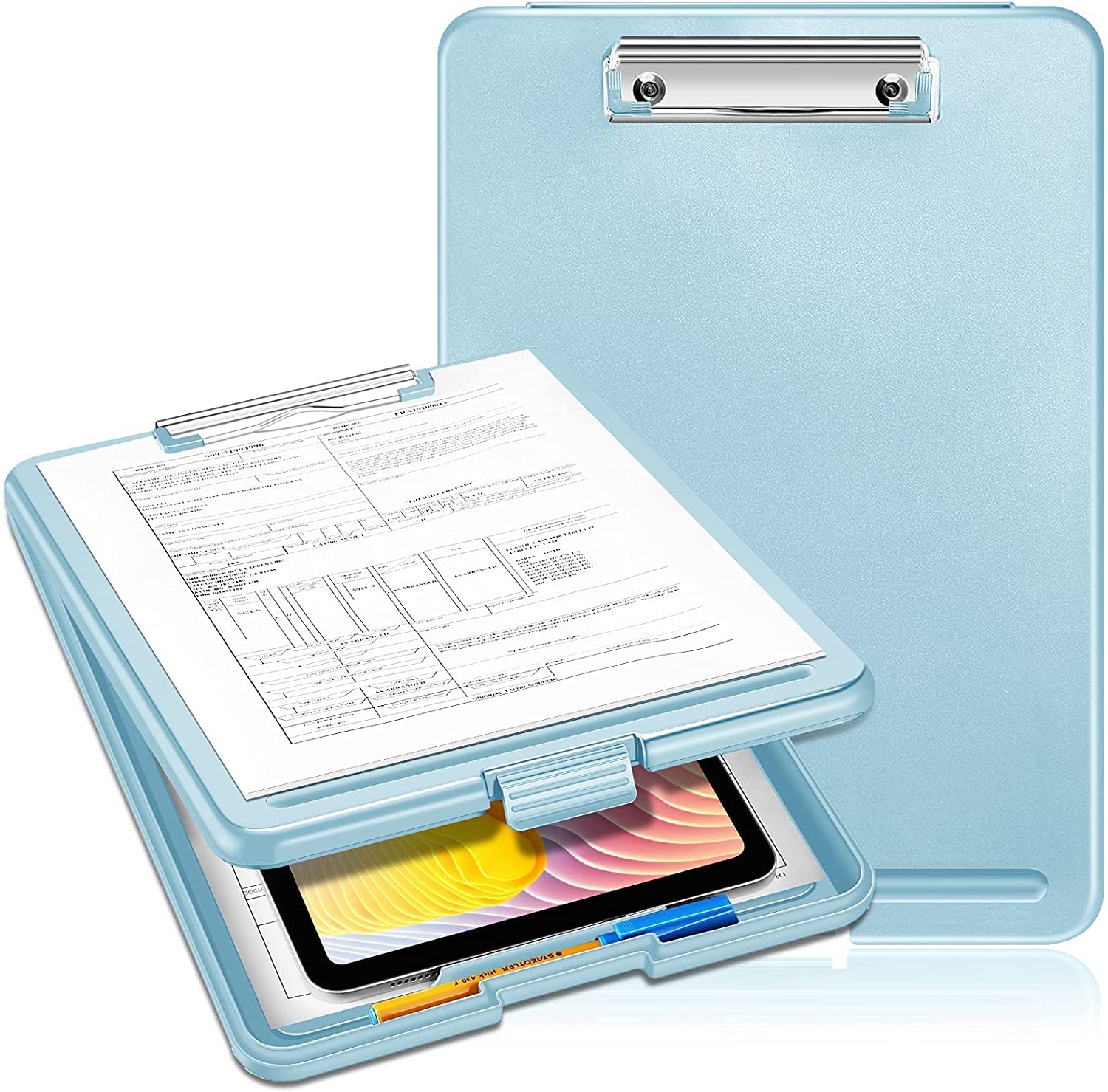 Praise A4 Clip Pad/Clipboard with Storage Case for Paper and Document Storage 83002 (Light Blue)