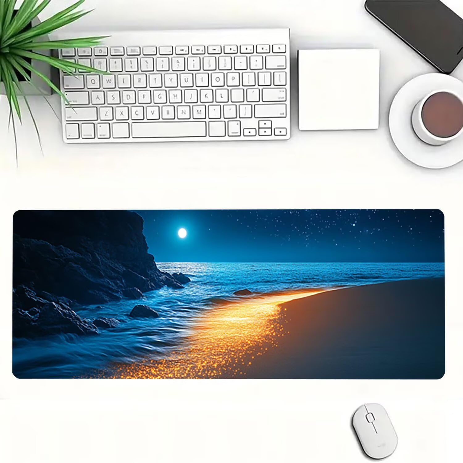 Podkładka pod mysz XXL plaża gwiaździste niebo, podkładka pod mysz XXL - 1200 x 600 x 3 mm - duża podkładka pod mysz, wodoodporna i antypoślizgowa, poprawia dokładność i szybkość. -42663