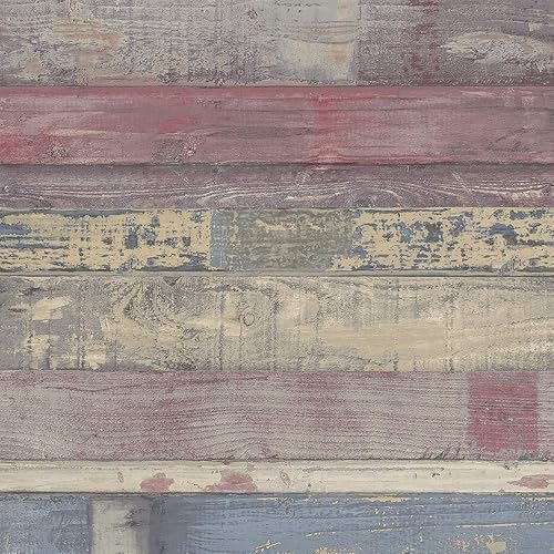 Norwall FH37557 Beachwood Papel pintado prepegado, rojo, azul marino