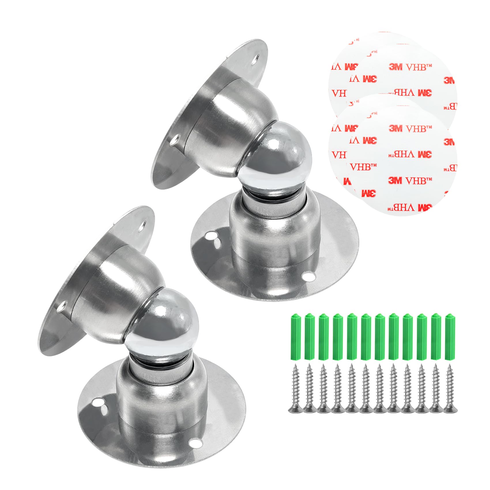 2Pcs Magnetic Door Stopper, Cucumis Heavy Duty Stainless Steel Mini Soft-Catch Magnetic Door Stopper Wall Mount Door Catch Doorstop for Bedroom Bathroom Kitchen Home Office, with 3M and Screw