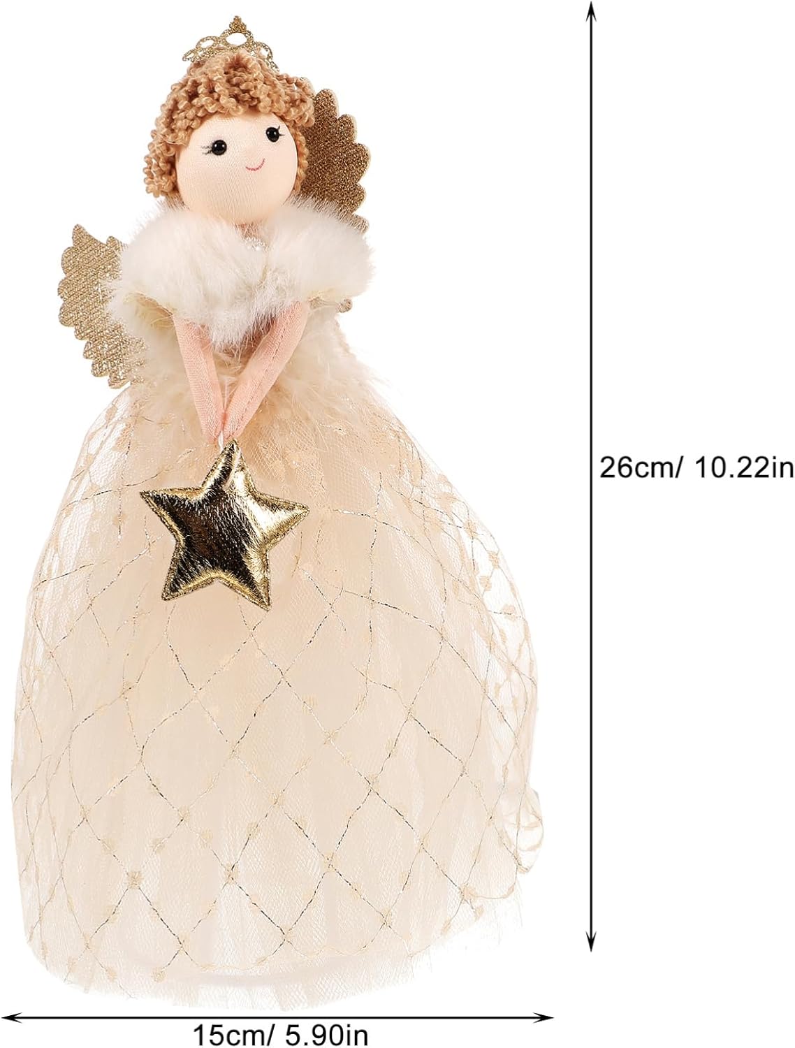 Housoutil Christmas Angel Tree Topper, Christmas Tree Topper, Standing Angel Treetop for Xmas Winter Ornament Holiday Supplies Party Favors Home - Image 4