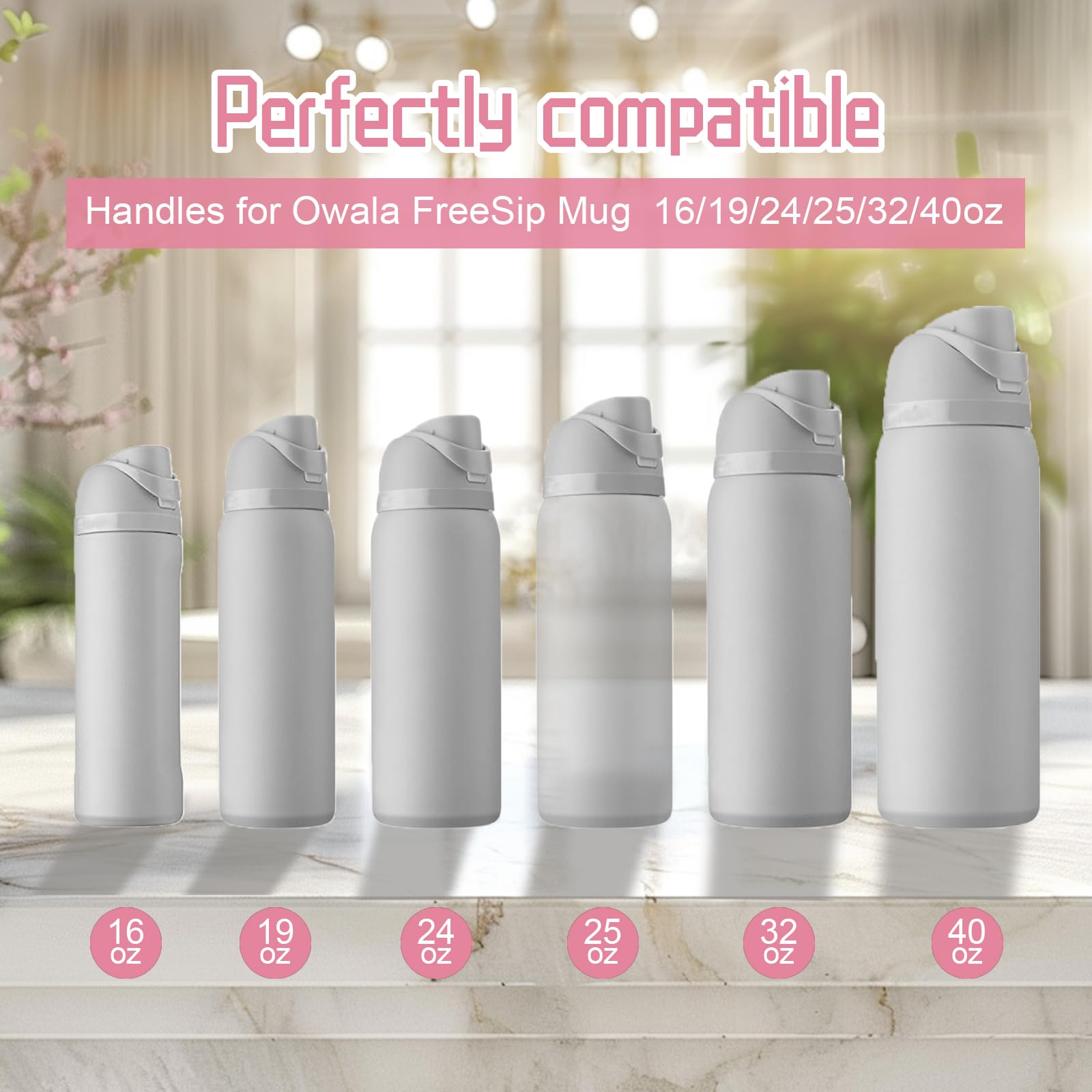 4pcs Handles for Owala FreeSip 24oz 32oz, Water Bottle Cap Carry Loop Handle, Replacement Parts for Owala Cup 16/25/40oz Easy Bottle Top Lid Cap Replacement Accessories, BPA-Free (4 Color) - 3