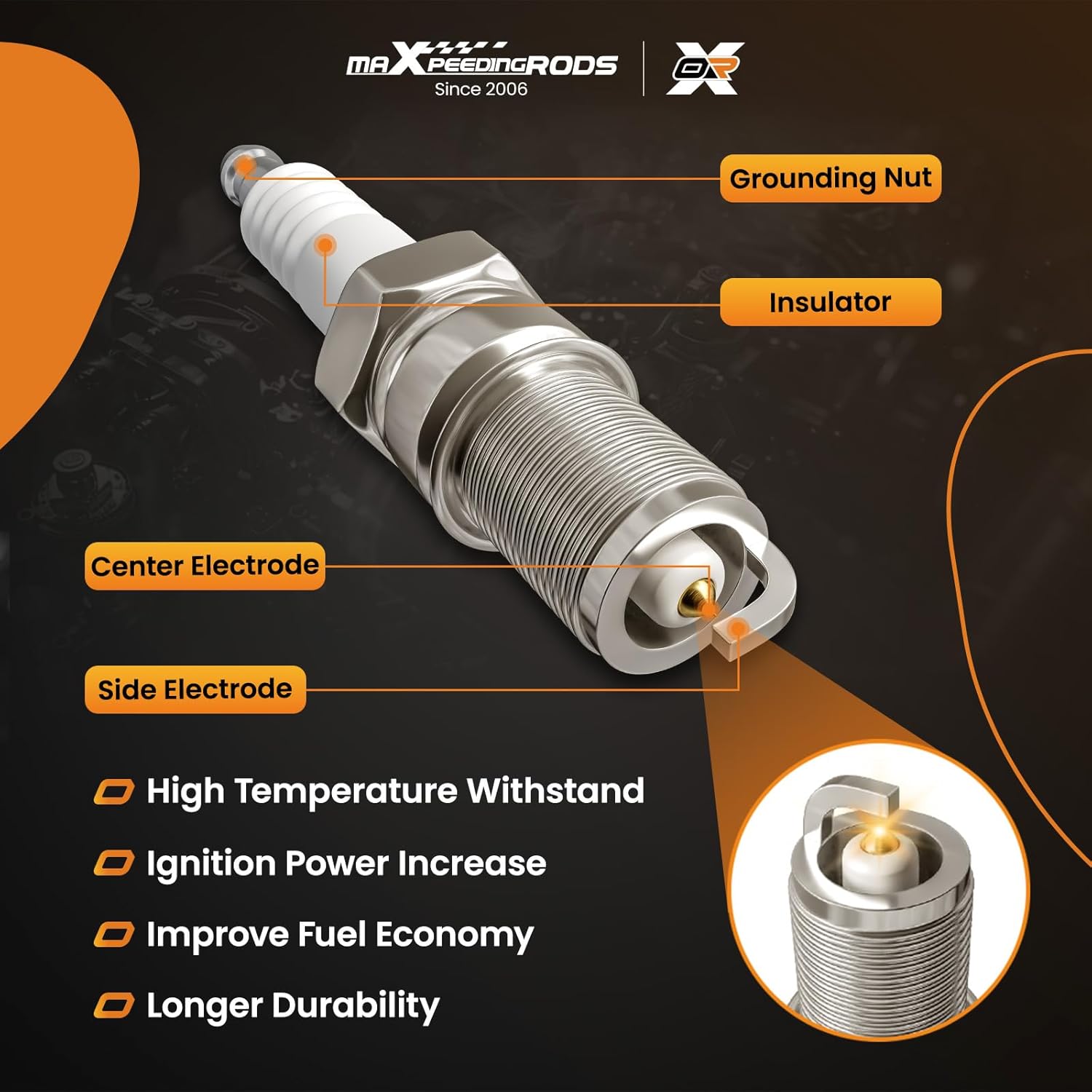 maXpeedingrods UF349 Ignition Coil 6376 Spark Plug for Nissan Infiniti V6 Engine, 2002-2006 Altima, 2004-2009 Quest, 2002-2008 Maxima, 2001-2006 Pathfinder, 2002-2004 I35, 3.5L 4.0L (Set of 6)