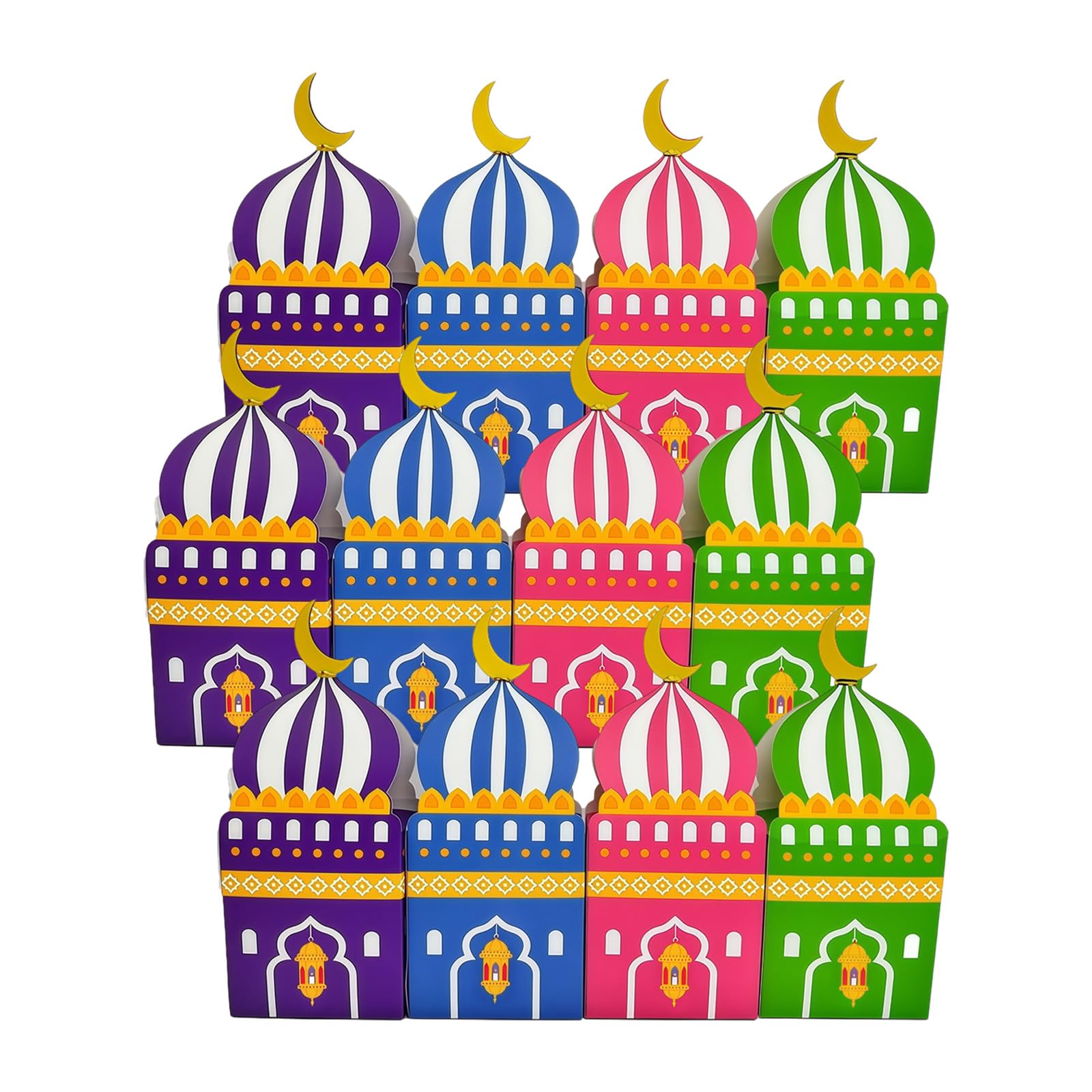ZEPFJHE 12Pcs Mosque Shaped Party Treat Holders Candy Chocolate Boxes for Wedding Cultural Event Middle Eastern Gift Packaging Eid Gift Boxes