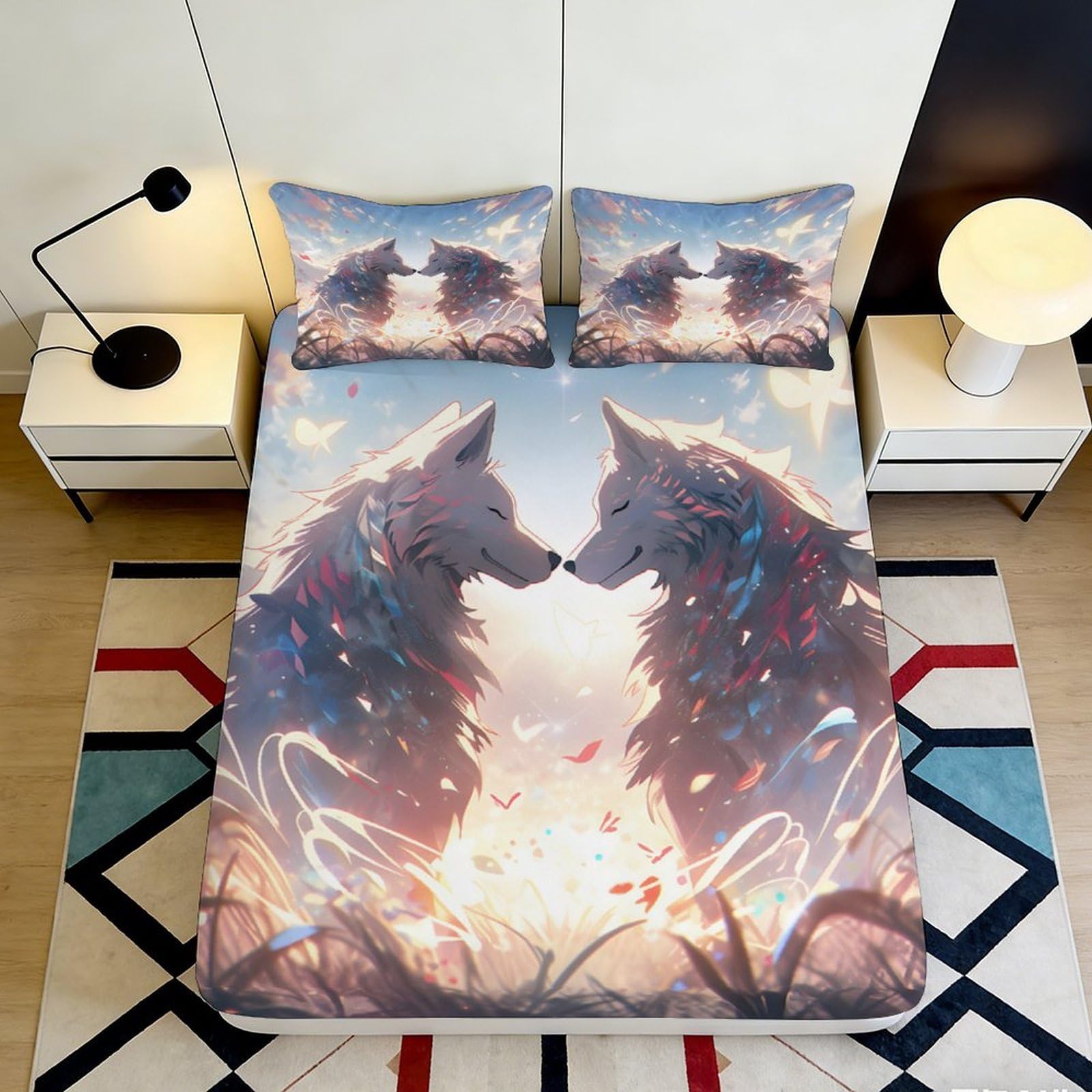 Jqzkxnhpbr Style-10 3D Printed Wolf Lovers Fitted Sheet Microfiber Artistic Bed Cover For Bedroom Dorm Mattress Protection Decor 90X200x25cm