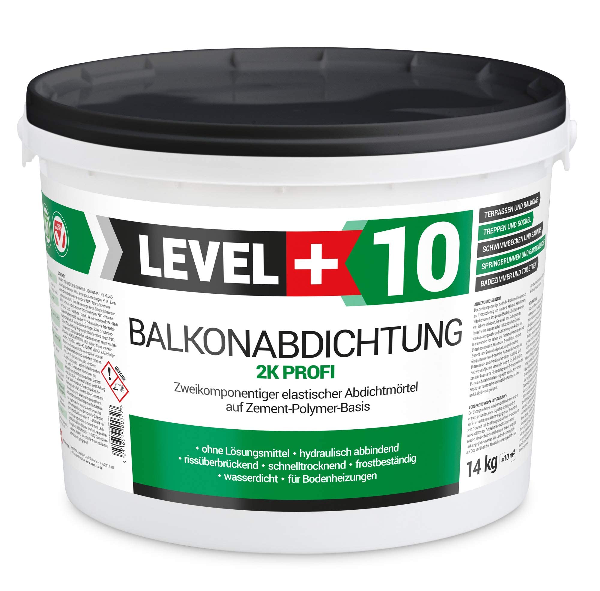 Dicht-Set 14Kg Balkonabdichtung 4m², 2 Innenecken, 2 Außenecke, 10M Dichtband, 1L Tiefengrund mit Wasserglas SET31