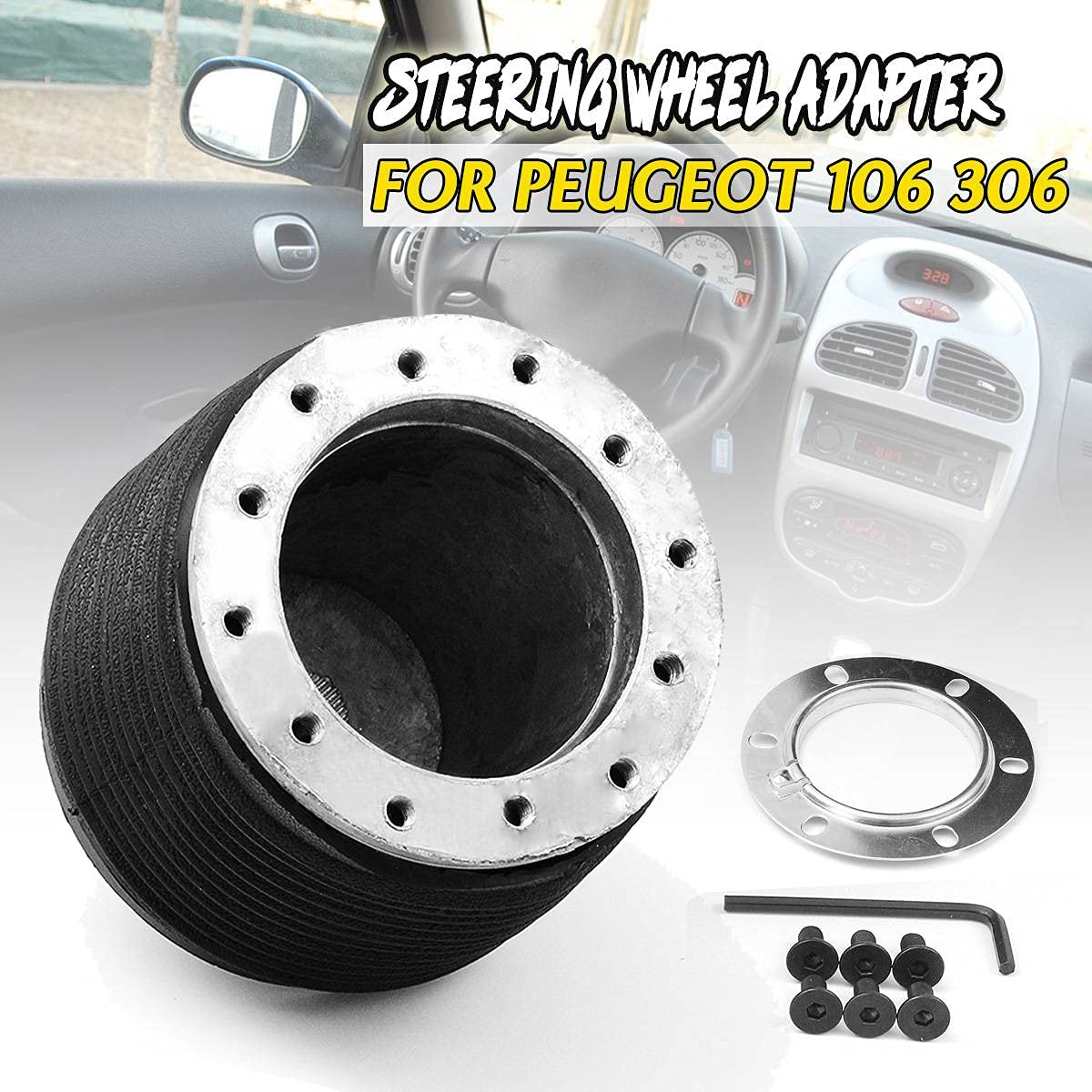 MILLAY Adaptateur de moyeu de volant à dégagement rapide, Kit Boss adapté à la Peugeot 106 306 et à la citroën Saxo AX 90s 91 97 98 Moyeu de volant