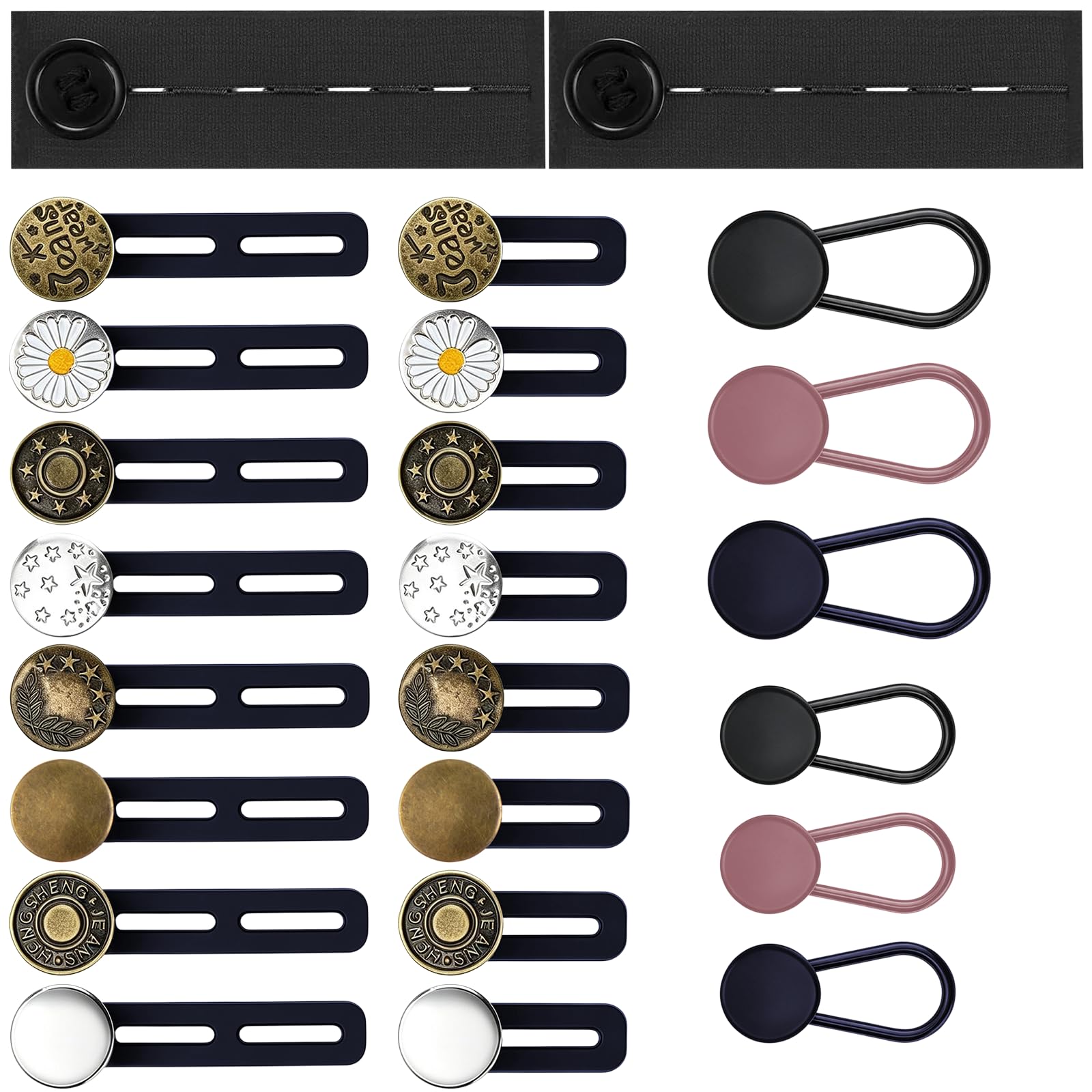 YUE QIN 24pcs Button Extender Trousers Adjustable Extender Flexible Button