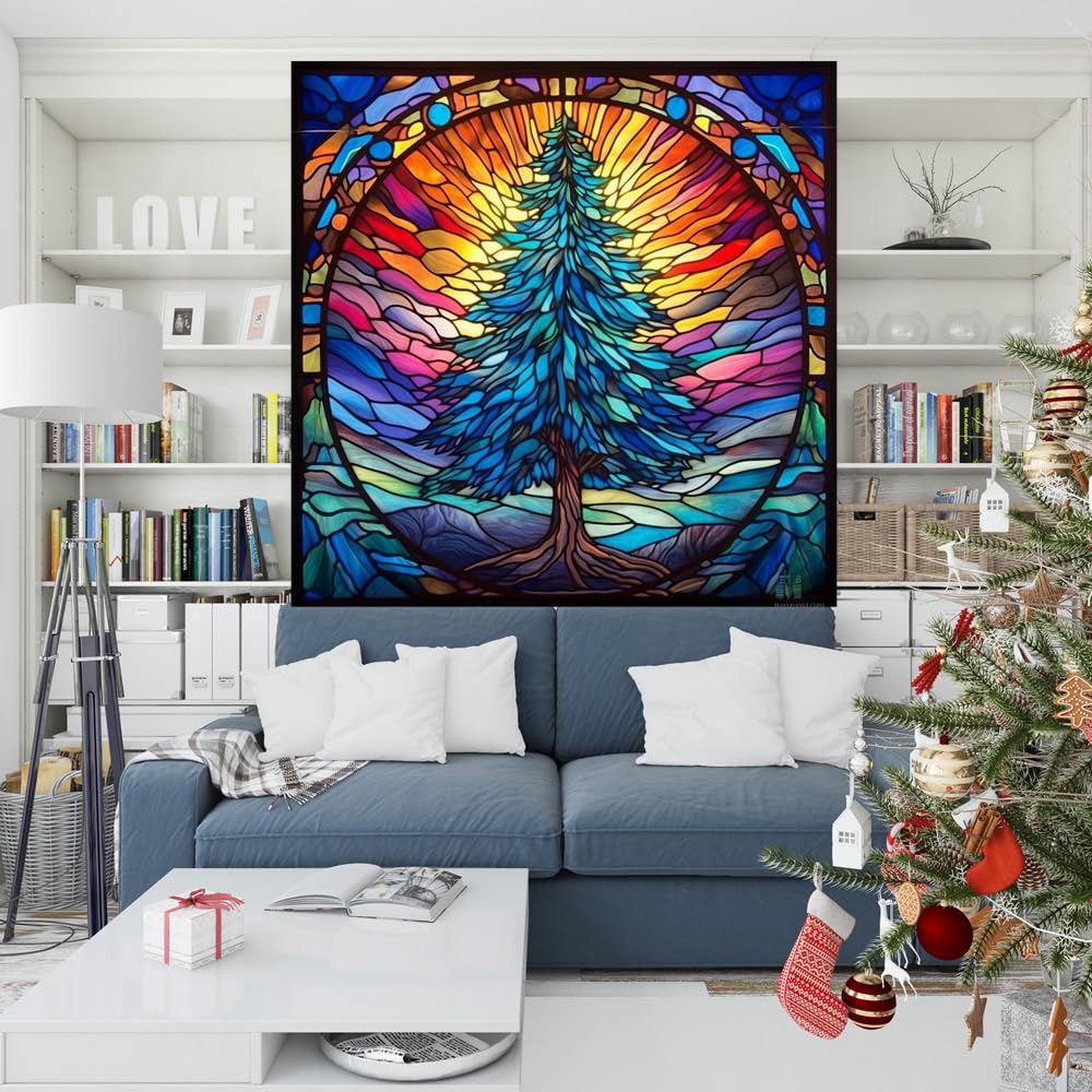 Moohue 14ct Stamped Cross Stitch Kits for Adults Beginners Christmas Tree Cross Stitch Patterns for Adults Advanced (14CT Stamped Cross Stitch kit, Christmas Tree 1)