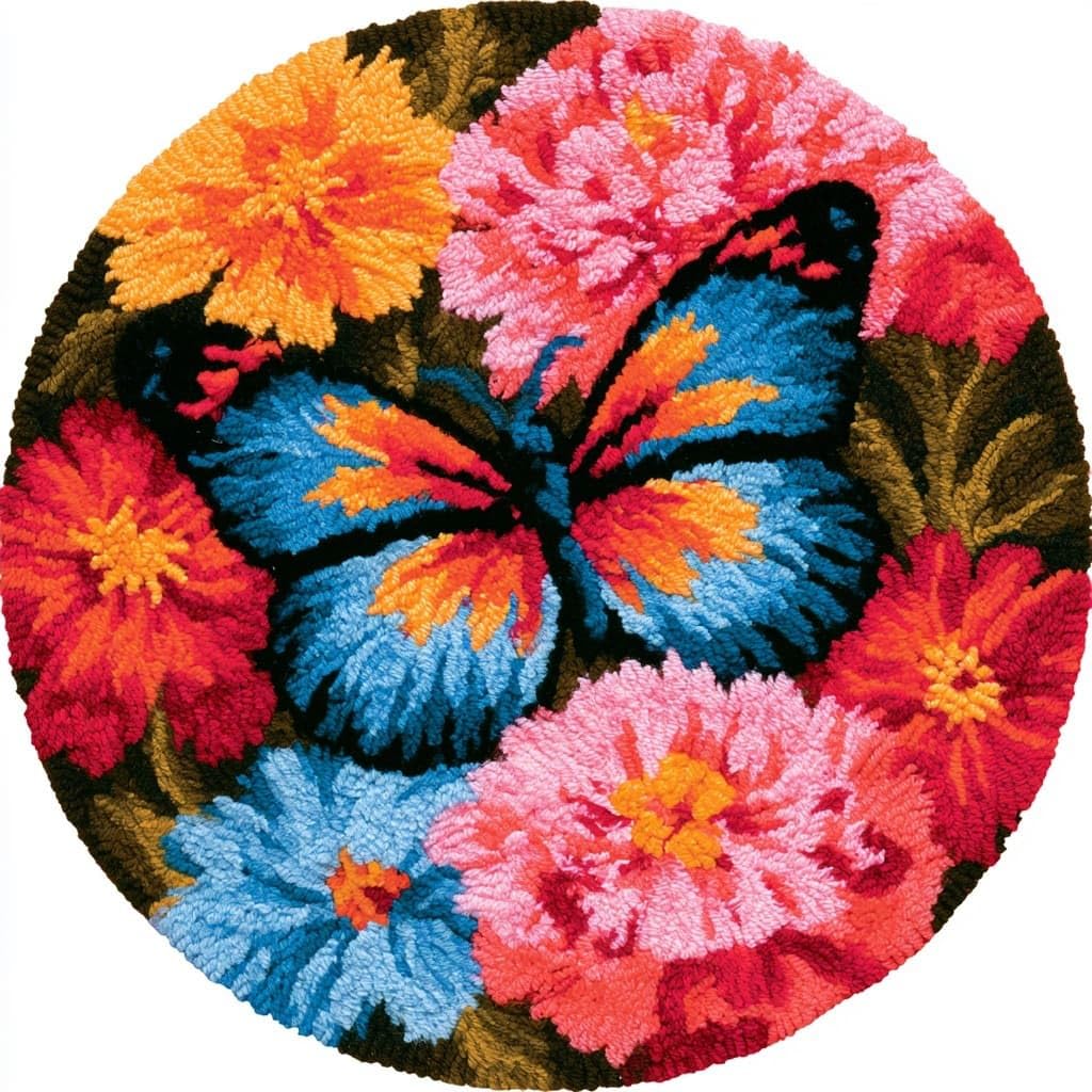 AMBATTERY Latch Hook Rug Kit Latch Hook Kits for Adults,Butterflies Flowers