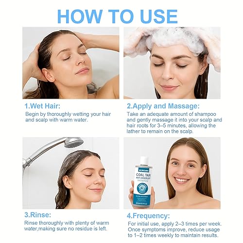 Miniatura 6 de Champú de alquitrán de carbón al 2% para caspa severa, psoriasis y picazón en el cuero cabelludo  Tratamiento medicado para la dermatitis seborreica