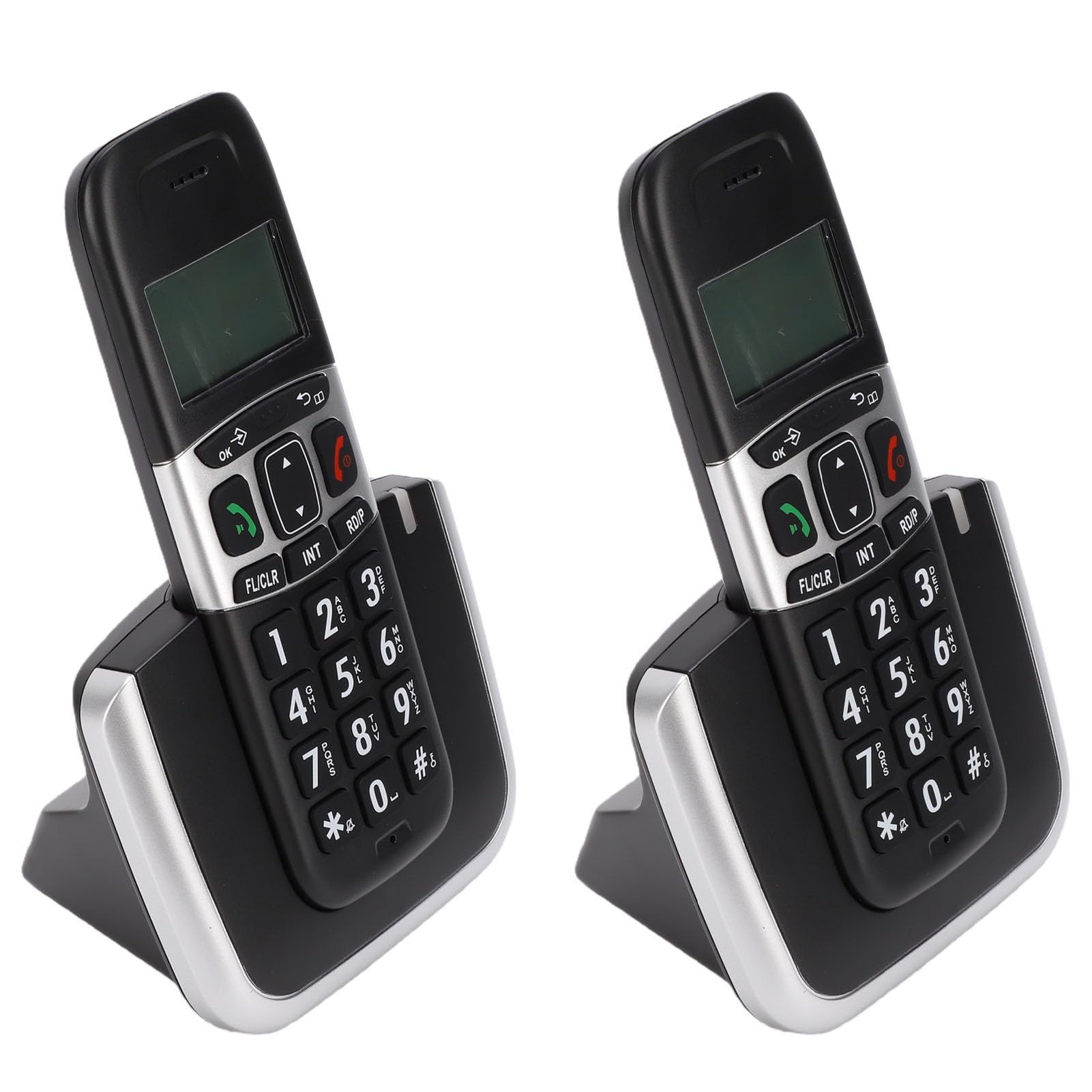 Luqeeg Telefono Cordless con Vivavoce DECT 6.0 Full Duplex, Telefono Cordless a 2 Ricevitori con Blocco Chiamate, per Casa (Spina europea)