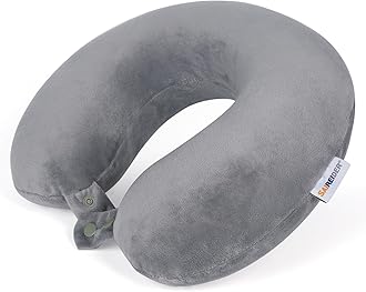 SAIREIDER Airplane Pillow 100% Memory Foam Neck Pillow for Airplanes Flight Rest Best Adjustable Travel Neck Support Pillows-Prevent The Heads from Falling Forward (Grey)
