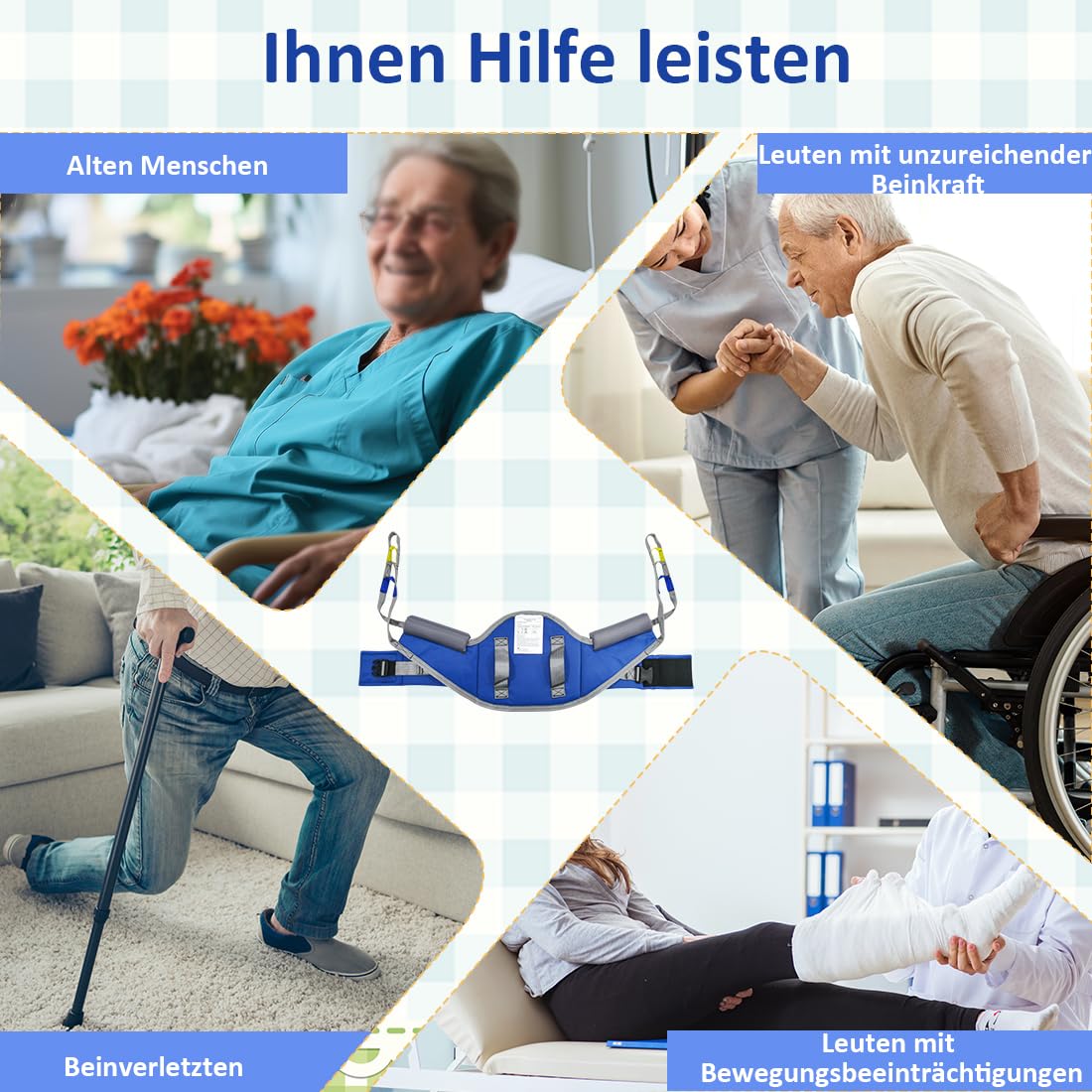 Sitz-zu-Steh-Lift Patientenhilfe Gepolsterter Hebegurt und Stehhilfe mit Rückenstütze, Patientenlifter-Hebegurt Funktioniert mit den meisten Mobilitätshilfen und -geräten (Mittel)