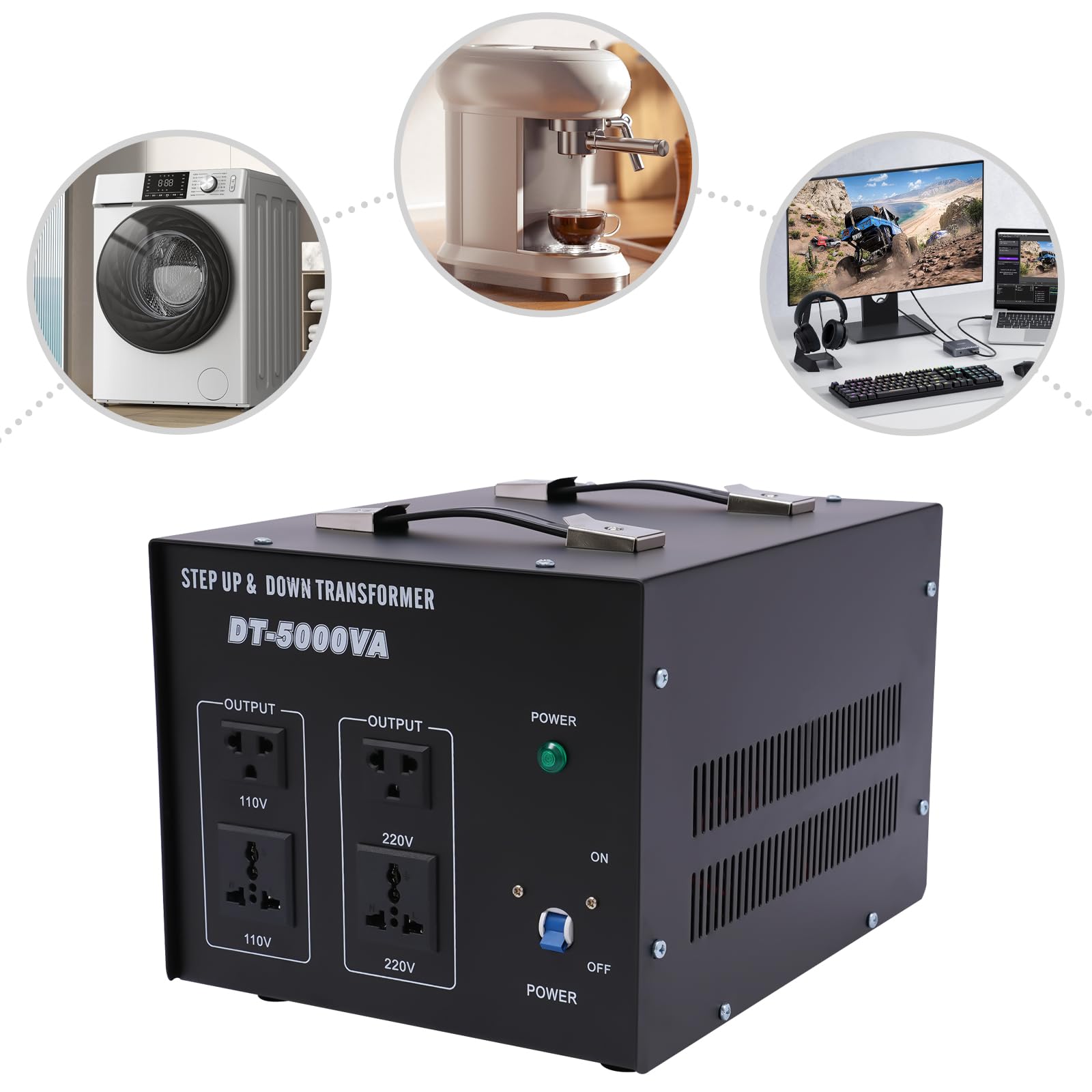 Transformador de tensión de 220 V a 110 V, transformador de 4500 W, 110 V a 220 V, convertidor de tensión step up/down para 220 V y 110 V, protección contra sobrecarga y sobrecalentamiento