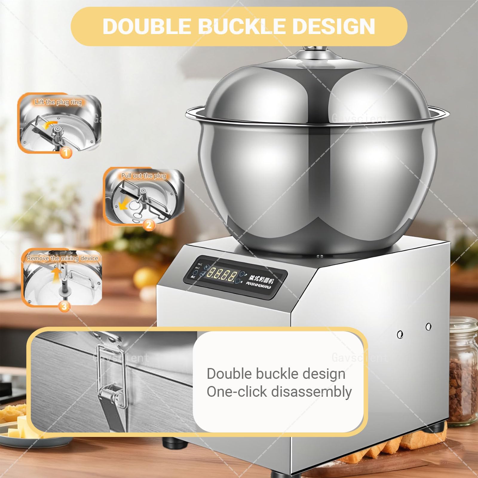 Impastatrice Commerciale con Doppia Rotazione Impastatrice, Ciotola in Acciaio Inox, Timer, Design Elettrico Spirale per Ristorante Panetteria Pizzeria