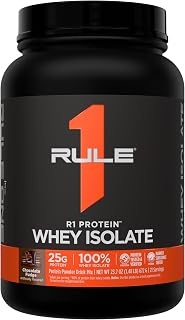 Rule 1 Proteins R1 Protein Whey Isolate, Chocolate Fudge, 21 Servings | 25g of Protein from Whey Isolates and Hydrolysate isolates for Workout Recovery and anytime use