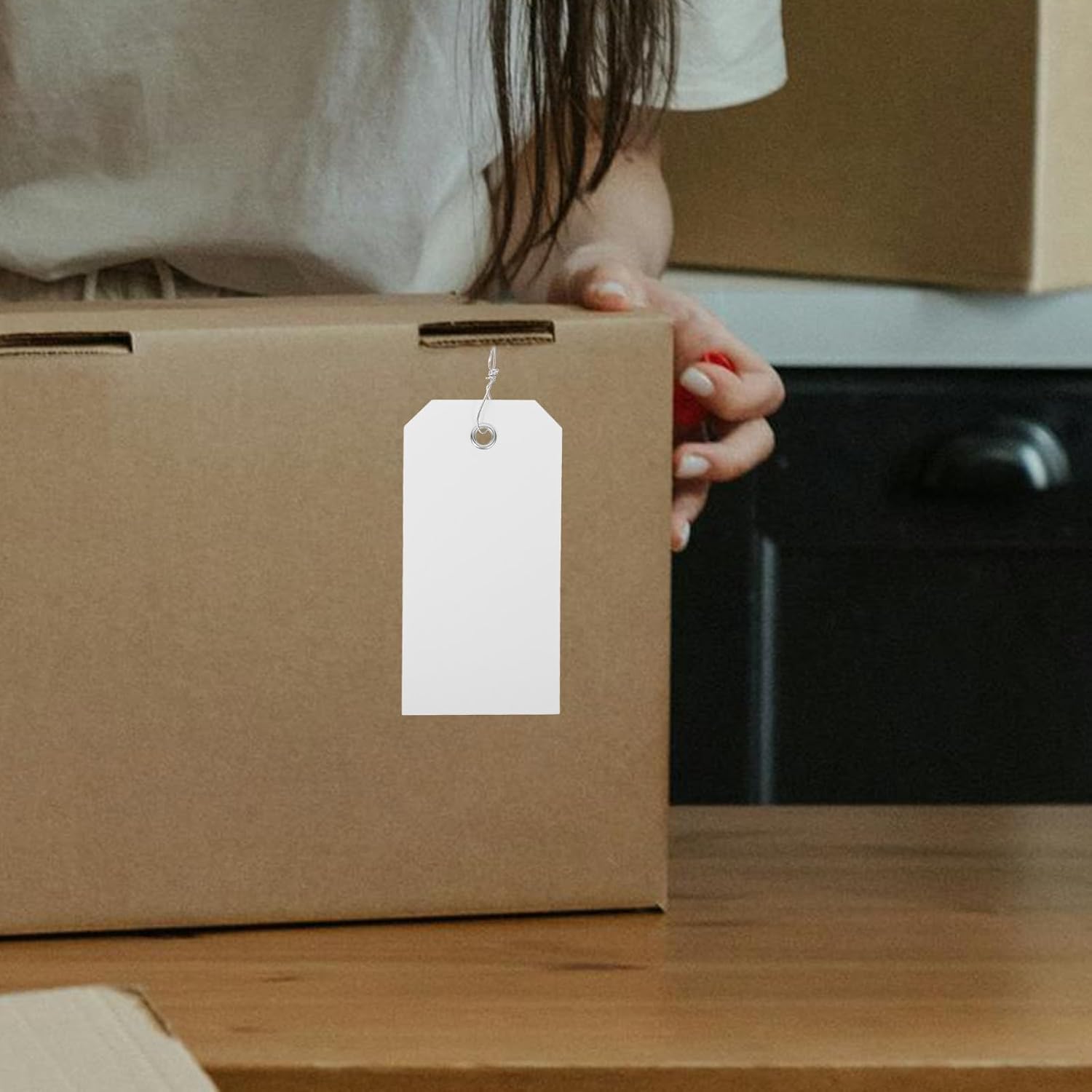 100pcs White PVC Blank Shipping Tags with Wire Loop 6x12cm Luggage Identifier Labels for Suitcases Backpacks Travel Packaging